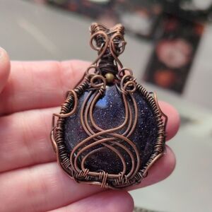 Handcrafted Copper and Blue Stone Pendant🎈